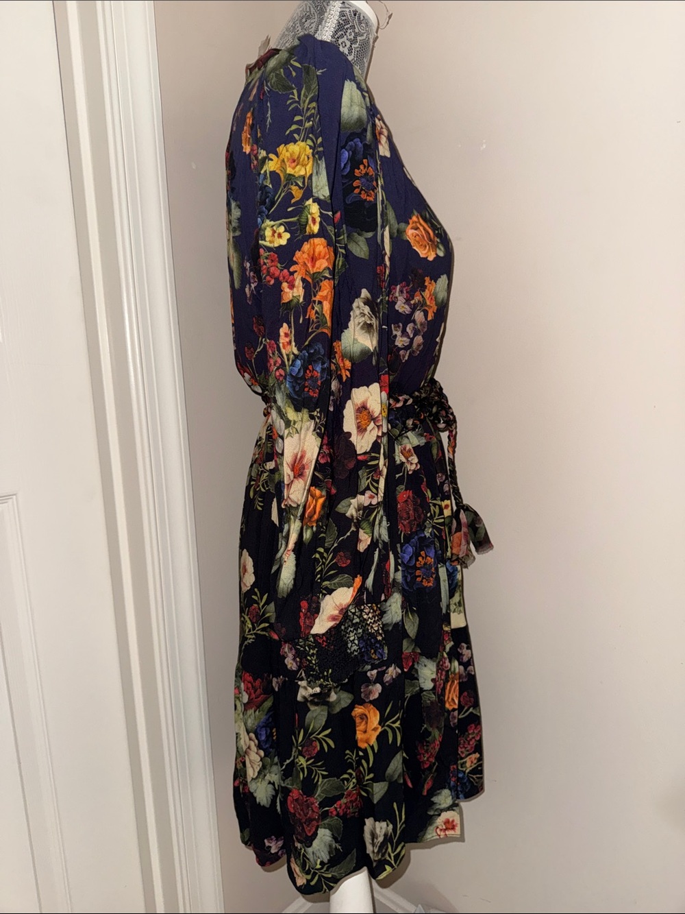 ALICE + OLIVIA Antonette Floral Balloon-Sleeve Minidress size 10 NWT - Picture 7 of 9